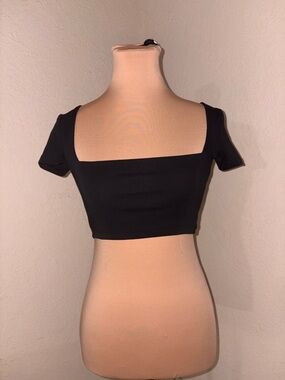 Zara Black Square Neck Crop Top